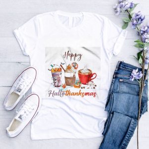 Cream Coffee Happy Hallothanksmas 2023 shirt