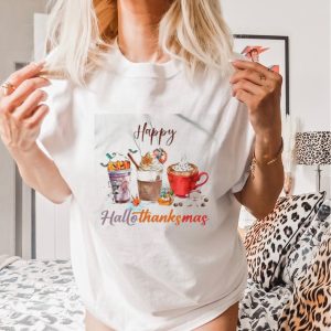 Cream Coffee Happy Hallothanksmas 2023 shirt