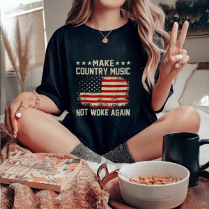 Official Vintage Make Country Music Not Woke Again American Flag T Shirt