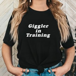 Giggler in training shirt