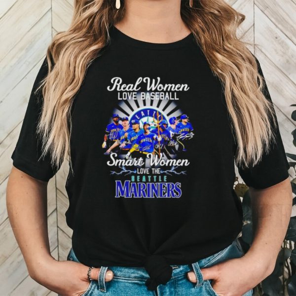 New real women love baseball smart women love the Seattle Mariners signatures shirt