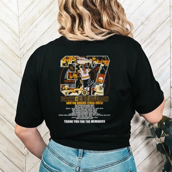 Patrice Bergeron Boston Bruins 2003 2023 thank you for the memories shirt