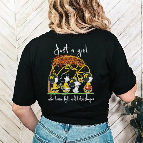 Peanuts just a girl who loves fall and Hawkeyes shirt