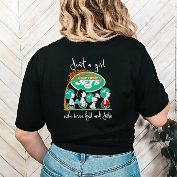 Peanuts just a girl who loves fall and Jets shirt