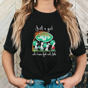 Peanuts just a girl who loves fall and Jets shirt