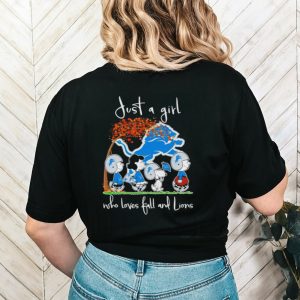 Peanuts just a girl who loves fall and Lions shirt