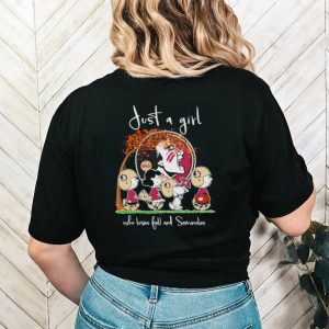 Peanuts just a girl who loves fall and Seminoles shirt