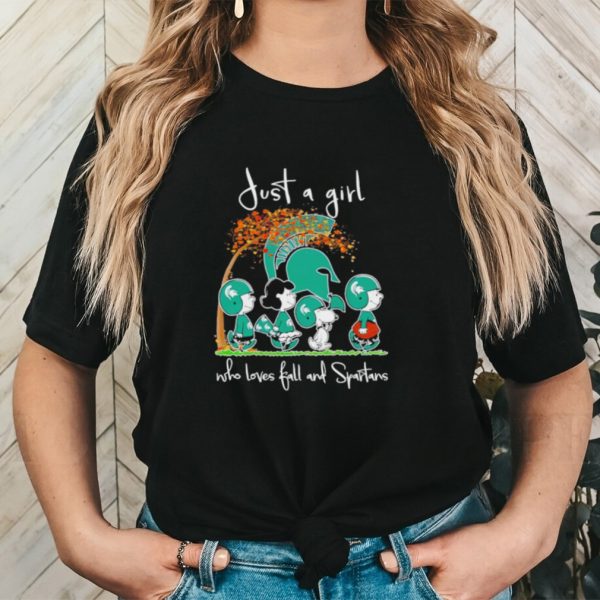 Peanuts just a girl who loves fall and Spartans shirt