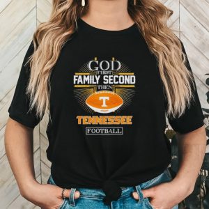 Rhinestone God first family second then Tennessee football shirt