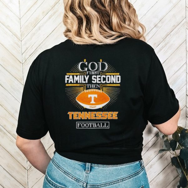 Rhinestone God first family second then Tennessee football shirt