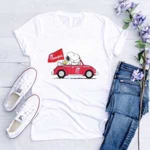 Snoopy riding car Chick fil a shirt