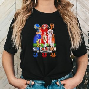 Stephen Curry Joe Montana and Buster Posey San Francisco City of Champions shirt