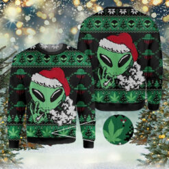 Alien Weed Ugly Christmas Sweater