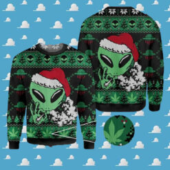 Alien Weed Ugly Christmas Sweater