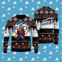 Bear Drinking Busch Light Christmas Ugly Sweater