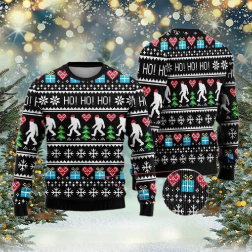 Bigfoot Secret Gift Ho Ho Ho Ugly Christmas Sweater