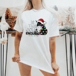 Black Cat Is This Jolly Enough Christmas 2024 Shirt