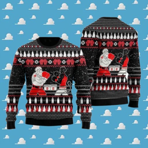 Boxing Santa And Krampus Funny Ugly Christmas Sweater