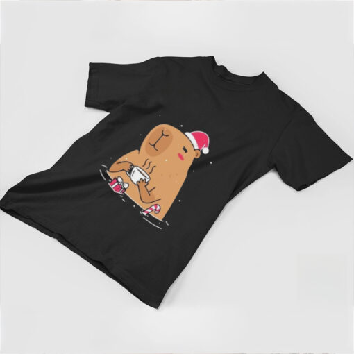 Capybara Santa hat Christmas shirt