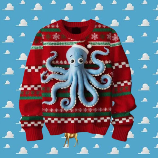 Dirty Heads Playing With Octopus Ugly Christmas Sweater Chirstmas Gifts 2024 Xmas For Family And Friends Ugly Sweater