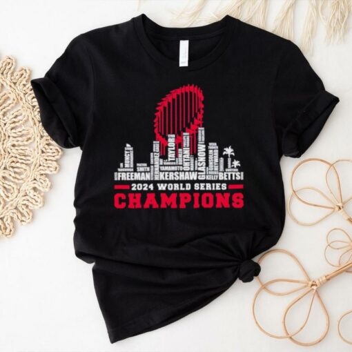 Dodgers 2024 world series champions trophy city skyline shirt