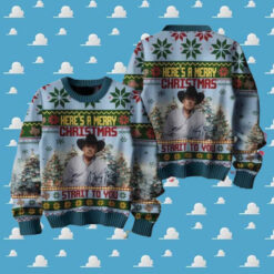 George Strait Heres A Merry Christmas Happy New Year Ugly Christmas Sweater Chirstmas Gifts 2024 Xmas For Family And Friends Ugly Sweater