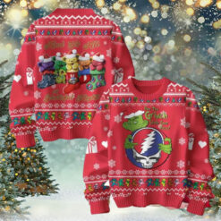 Grateful Dead To How The Grinch Stole Your Face Red Color Ugly Christmas Sweater Chirstmas Gifts 2024 Xmas For Family And Friends Ugly Sweater