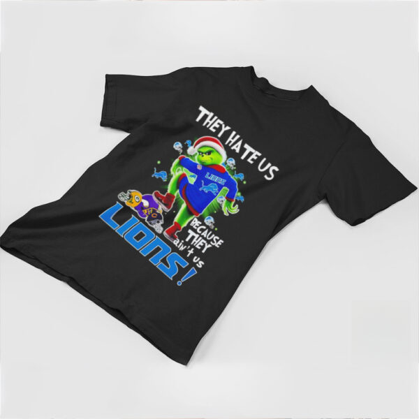 Grinch They hate US because they ain’t US Lions Christmas shirt