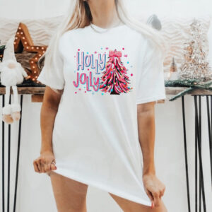 Holly Jolly Christmas tree coquette bow shirt