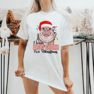 I Want Moo Deng For Christmas Santa Hat Shirt