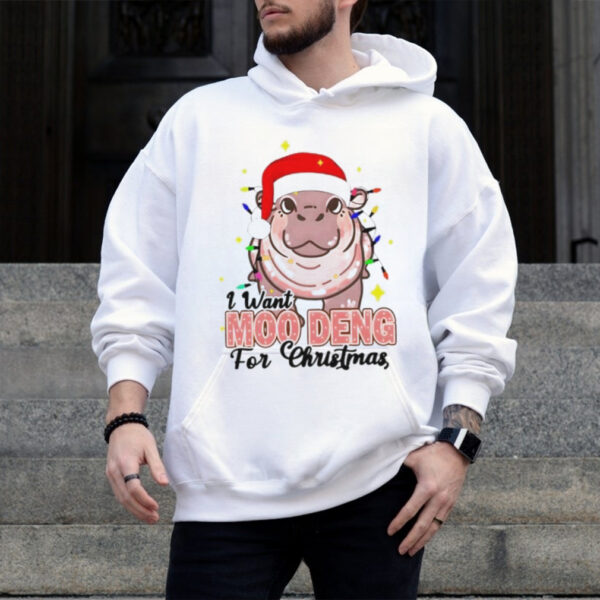 I Want Moo Deng For Christmas Santa Hat Shirt