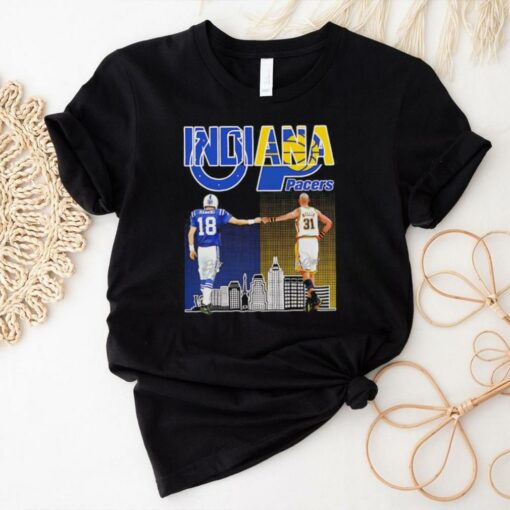 Indiana Colts Peyton Manning x Indiana Pacers Reggie Miller skyline shirt