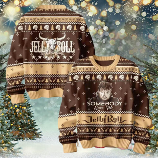 Jelly Roll Somebody Save Me Back Ugly Christmas Sweater Chirstmas Gifts 2024 Xmas For Family And Friends Ugly Sweater