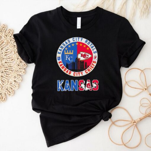 Kansas City Chiefs x Kansas City Royals skyline logo shirt