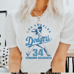 Los Angeles Dodgers 34 Fernando Valenzuela Baseball T Shirt