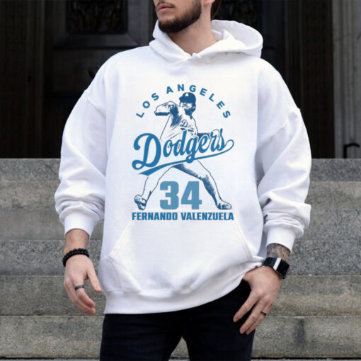 Los Angeles Dodgers 34 Fernando Valenzuela Baseball T Shirt