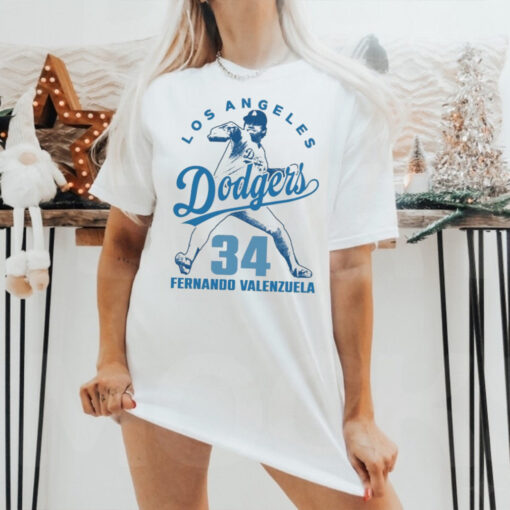 Los Angeles Dodgers 34 Fernando Valenzuela Baseball T Shirt