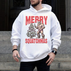 Merry Squatchmas Bigfoot Santa hat Christmas shirt