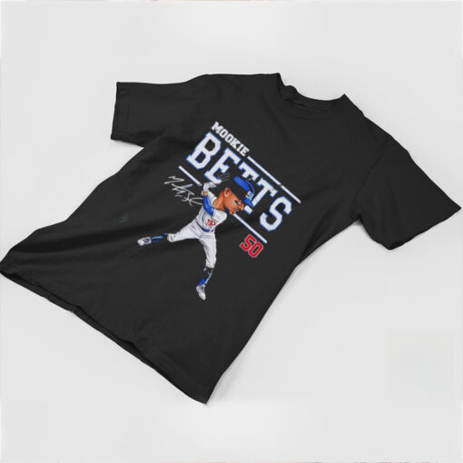 Mookie Betts 50 signature cartoon shirt