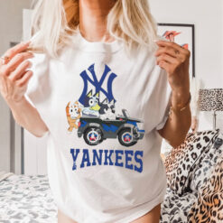 New York Yankees Bluey friends riding car shirt