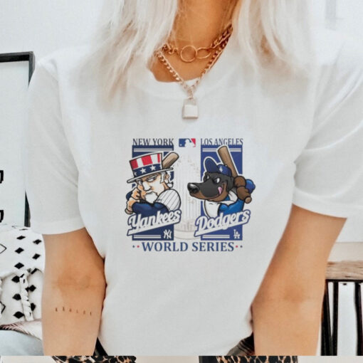 Official 2024 World Series New York Yankees Dandy vs Mascot Los Angeles Dodgers Matchup Shirt