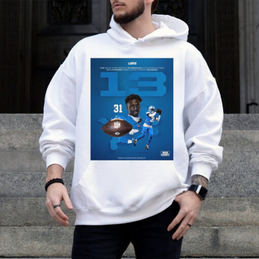 Official Aaron Rodger Detroit Lions The NFL’s First Safety To Product 13 Interceptions In A Player’s First Three Career Season Signature Poster t shirt