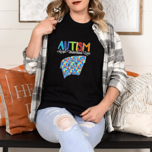 Official Autism Accept Understand Love Wisconsin Badgers Shirt