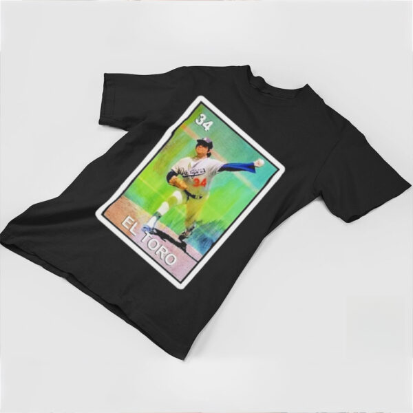 Official El Toro Fernando Valenzuela 34 Loteria Mexican Bingo The Bull Shirt