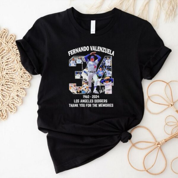 Official Fernando Valenzuela 34 1960 2024 Los Angeles Dodgers Thank You For the Memories Shirt