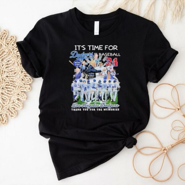 Official Los Angeles Dodgers It’s Time For Baseball Thank You For The Memories T Shirt