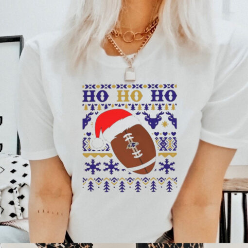 Official NFL Baltimore Ravens Football Santa Claus Ho Ho Ho Christmas 2024 Shirt