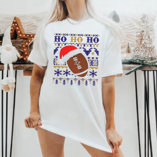 Official NFL Baltimore Ravens Football Santa Claus Ho Ho Ho Christmas 2024 Shirt