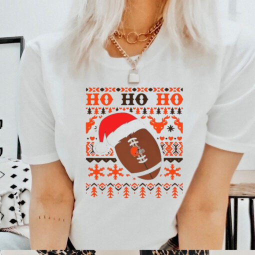 Official NFL Cleveland Browns Football Santa Claus Ho Ho Ho Christmas 2024 Shirt