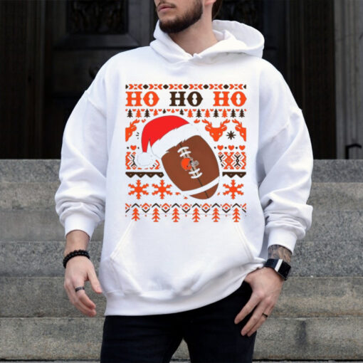 Official NFL Cleveland Browns Football Santa Claus Ho Ho Ho Christmas 2024 Shirt